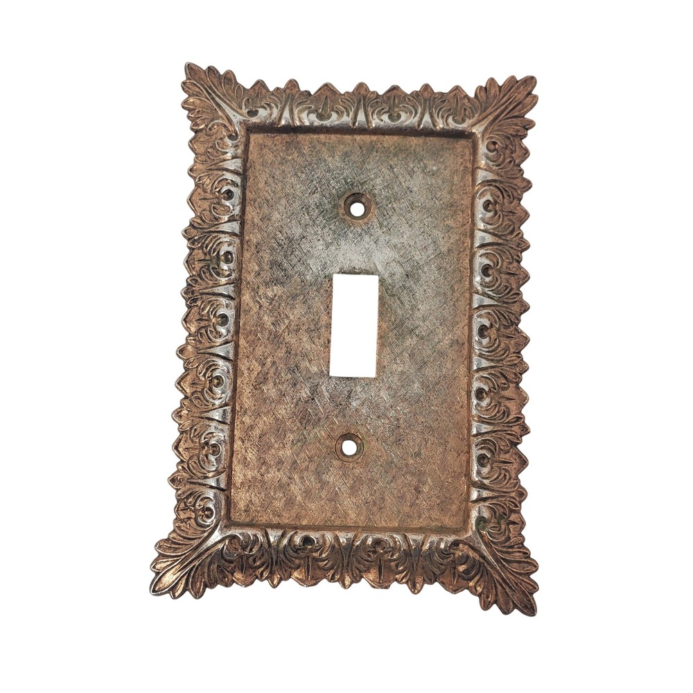 Vintage MC CO 3022 Ornate Victorian Style Copper Tone Single Toggle Switch Plate